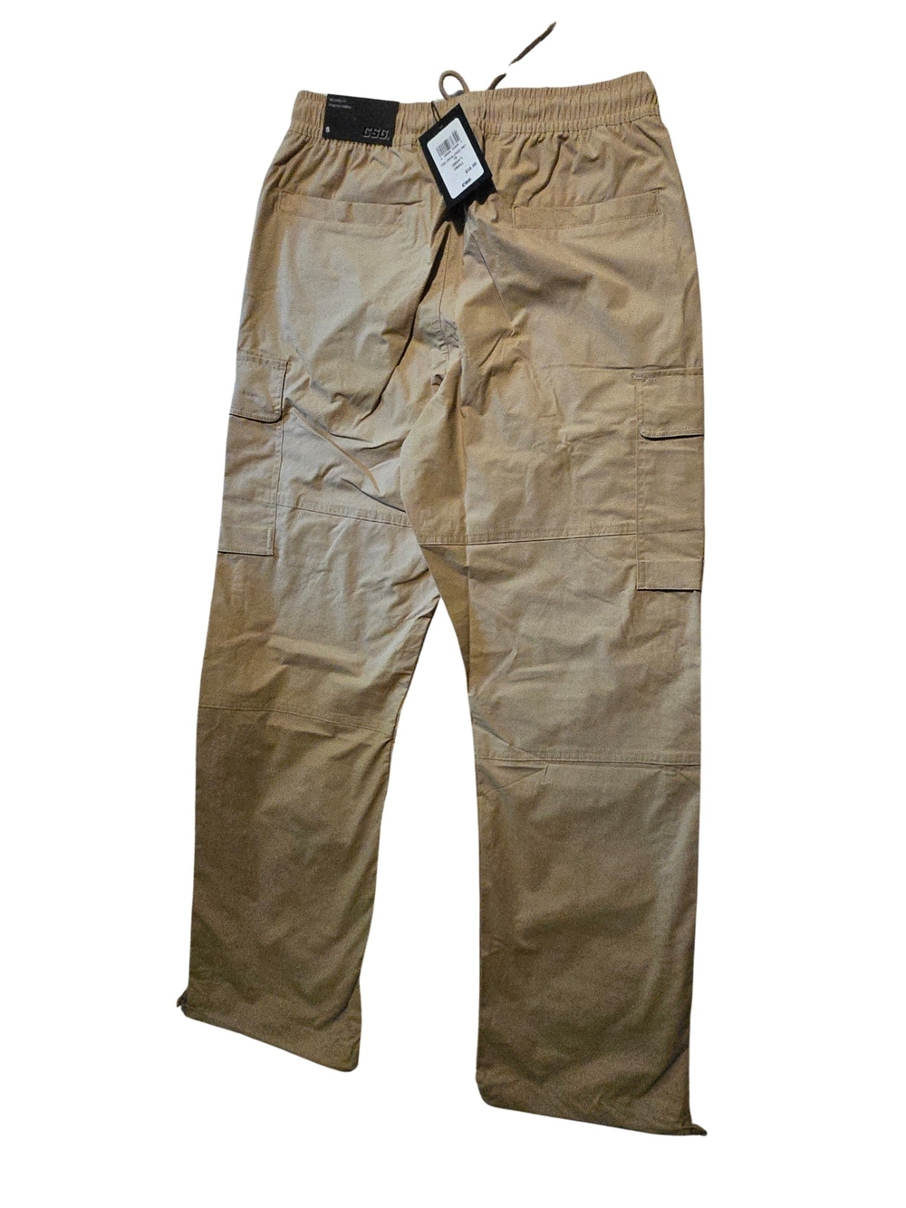 Champ's Men’s Canyon Tan Cargo Pants - Drawstring Elastic Waist CSG Small